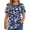 Blue Floral, variant on Dressy Blouses for Women Pleated Short Sleeve Tunic Tops Casual Floral Shirts