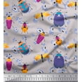 thumbnail image 1 of Soimoi Moss Georgette Fabric Floral & Insects Clip Art Printed Fabric 1 Yard 42 Inch Wide, 1 of 1