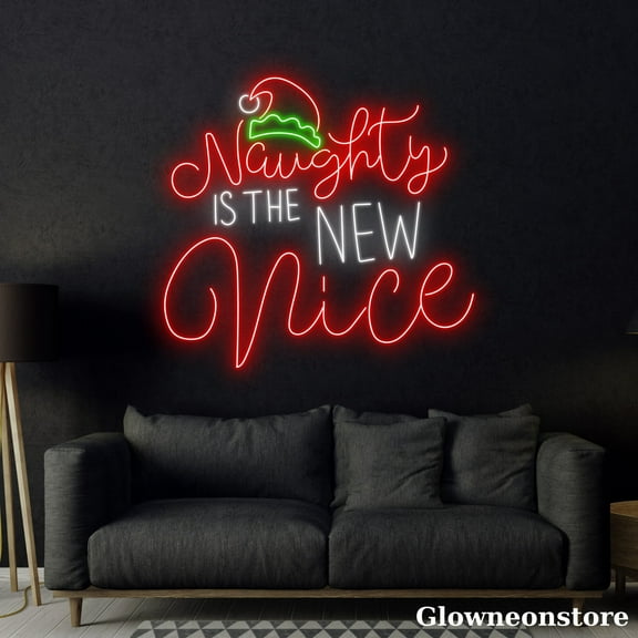 Glowneon Naughty Is The New Nice Neon Sign, Naughty Is The New Nice Led Sign, Christmas Décor