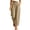 Khaki, variant on Bosfbaoi Pants for Women Elastic High Waist Cuffed Tapered Pants with Big Patch Pockets Lightweight Casual Vacation Trousers