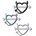 thumbnail image 1 of Nipple Ring Heart Devil 3PCS Surgical Nipple Piercing Ring Body Piercing Jewelry, 1 of 10