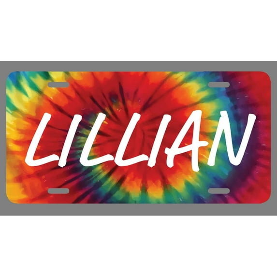Lillian Name Tie Dye Style License Plate Tag Vanity Novelty Metal | UV Printed Metal | 6-Inches By 12-Inches | Car Truck RV Trailer Wall Shop Man Cave | NP1466