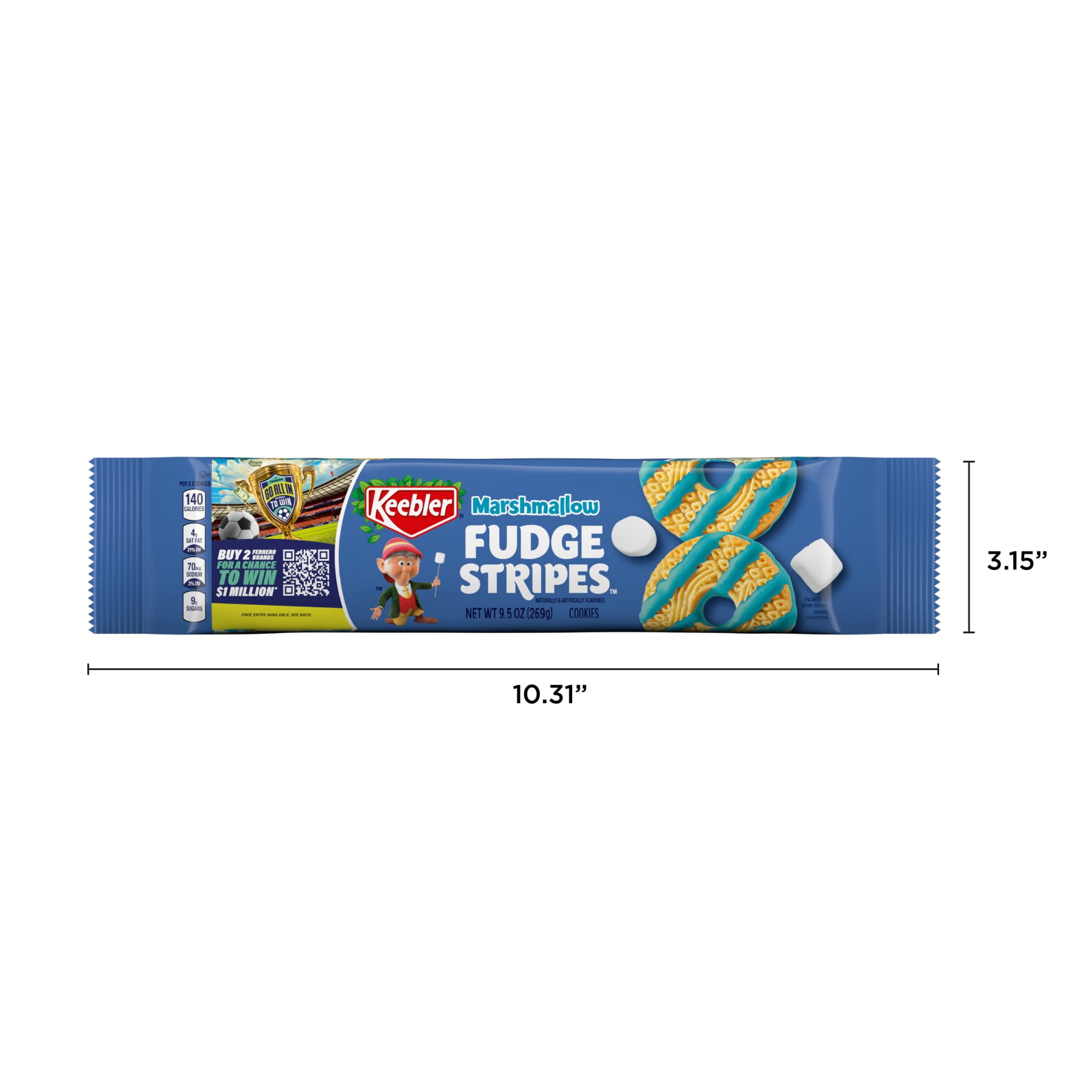 Keebler Fudge Stripes Marshmallow, Shortbread Cookies Coated in Marshmallow flavored Keebler Fudge, Limited Edition 9.5 oz