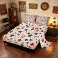 thumbnail image 2 of Manfei Vintage Star Bed Sheets, American Flag Full Size Sheets, Red White Blue, Gray Reversible 4 Pieces (1 Flat Sheet, 1 Fitted Sheet and 2 Pillowcases), 2 of 6