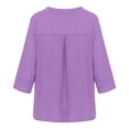 thumbnail image 5 of LEAVINGSUO Fall Winter V Neck Long Tops for Women, Womens Tops Women Solid V-Neck Lace Splicing Fold Three Quarter Sleeve Shirts Blouses Tops, 5 of 6