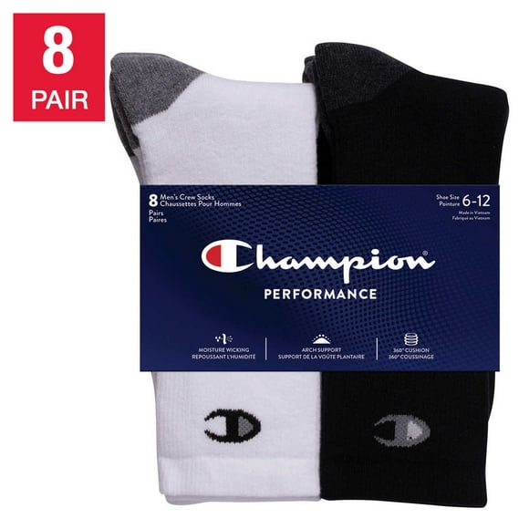 Champion Men's Sock, 8-pairs (Black)