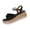 Black-T7, variant on Women's Retro Bow knot Ankle Buckle Wedges Sandals Adjustable Lace Strap Low Heel Platform Shoes Comfortable Open Toe Wedding Party Dress Sandals
