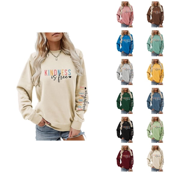 Women's Sweatshirt 2025 Fashion Long Sleeve Crewneck Graphic Sweatshirt Pullover Tops
