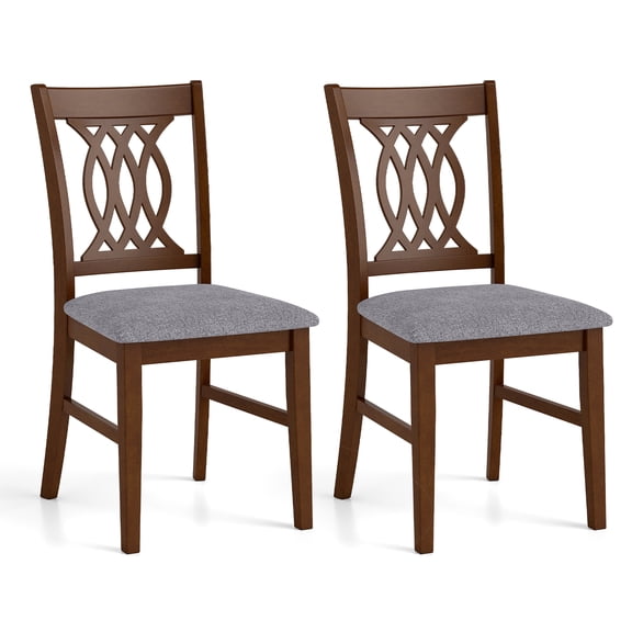 Gymax Dining Chairs Set of 2 w/Padded Seat Hollowed Backrest & Rubber Wood Frame