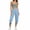 Light Blue, variant on Women's Cropped Cargo Pants Multi Pockets Articulated Seams Casual Trousers Solid Color Athletic Casual Comfy Elastic Waist Pants with Pockets