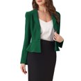 thumbnail image 4 of INSPIRE CHIC Work Short Blazer for Women's Back to School Teacher Outfit Lapel Collar Long Sleeve Ruffle Casual Office Jacket XL Dark Green, 4 of 6