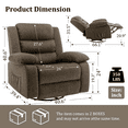 thumbnail image 2 of Lnsenfin Oversized Swivel Rocker Recliner Chair for Adults with Massage for Living Room,Brown, 2 of 6