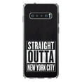 thumbnail image 1 of DistinctInk Clear Shockproof Hybrid Case for Samsung Galaxy S10 (6.1" Screen) - TPU Bumper, Acrylic Back, Tempered Glass Screen Protector - Straight Outta New York City - The Big Apple, 1 of 2
