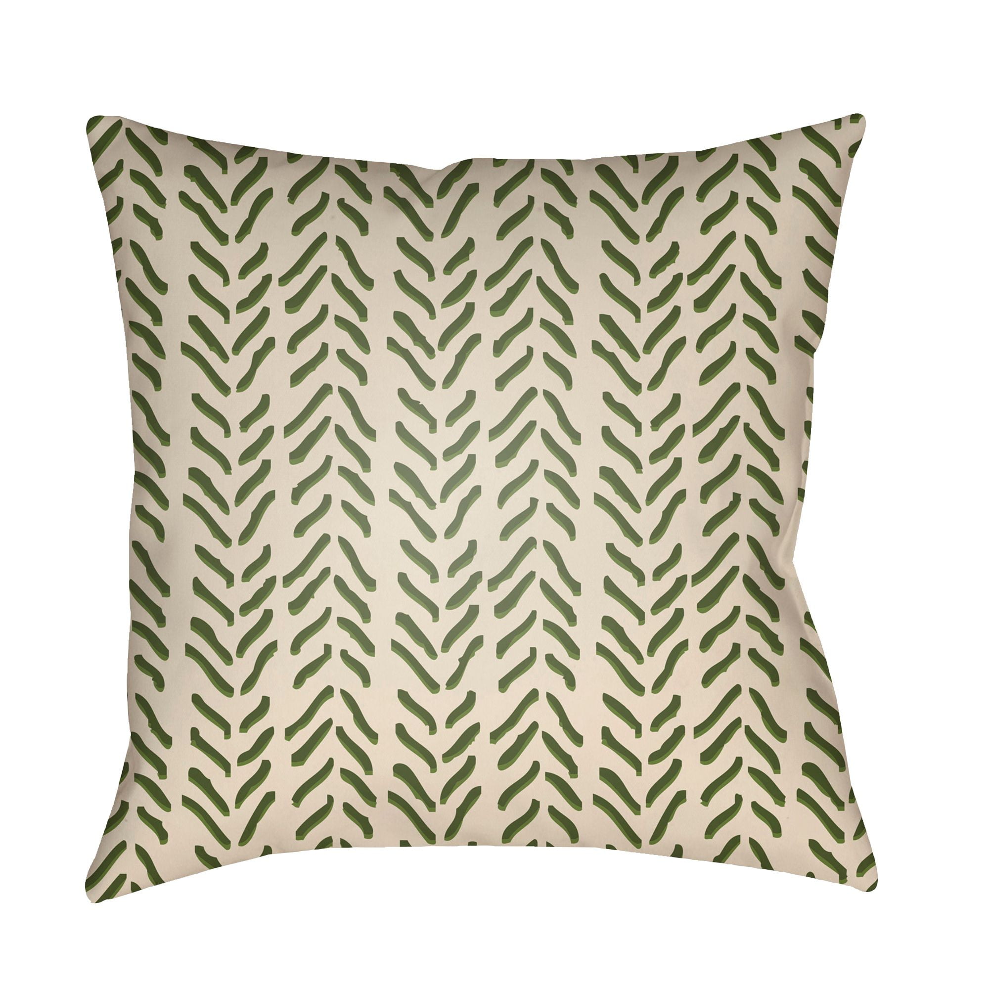 18" Green and Beige Textures Printed Square Throw Pillow Cover