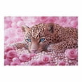 thumbnail image 2 of Mudket Framed Pink Leopard with Roses & Pearls Canvas Wall Art, Glam Leopard Print Room Decor for Women Bedroom, Animal Wall Art, Ready to Hang - 12"L x 8"W, 2 of 10