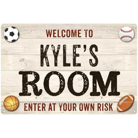 Kids Personalized Sign - KYLE'S Room Kids Bedroom Sign Boy's Personalized 8x12 Metal 108120090067