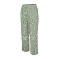 thumbnail image 5 of Summer Pants for Women, Embroidered Floral Cropped Loose Casual Straight with Pocket, Green S-3XL, 5 of 5