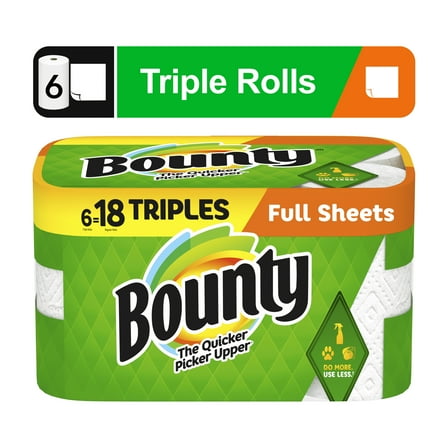 Bounty Paper Towels Full Sheet, 6 Triple Rolls