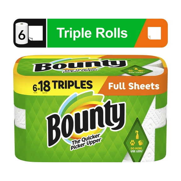 Bounty Paper Towels Full Sheet, 6 Triple Rolls