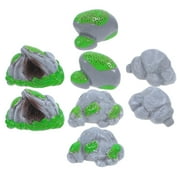 Raindrops 8Pcs Handmade Resin Imitation Moss Stone Decorative Rocks for Garden and Home