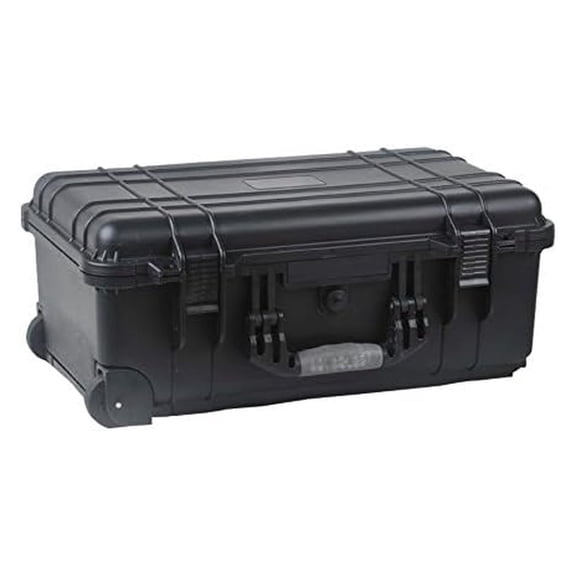 22" Rolling Weatherproof Equipment Case with Telescopic handle made of Polypropylene Plastic, Black with Foam Insert, 22" X 13.5" X 9" (NOTE Internal Dimensions: 19.75"×11"×7.6")