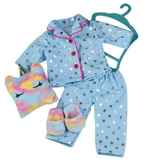 18-inch Doll Clothes - Lavender Polka Dot Pajamas/PJs plus Puppy