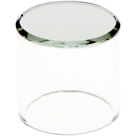 Plymor Clear Acrylic Cylinder Display Riser with Mirror Top, 2" H x 2" D
