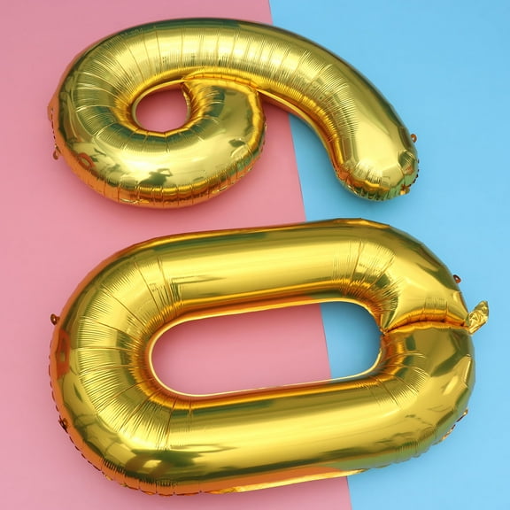 WESIEVYA 1 Set Gold Number 60th Balloon Golden 11.8*7.9*3.9in Aluminum Foil Jumbo Gold Foil Balloons