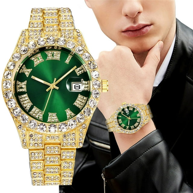 Reloj de pulsera para hombre, de acero inoxidable, estilo casual, con cristales.