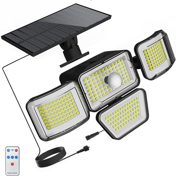 Outdoor Solar Flood Lights, Motion Sensor Security Lights with Remote Control, 4 Heads 278LED