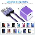 thumbnail image 7 of USB Charger Block,FiveBox 2pc 1A USB Wall Charger Block with 2pcs Nylon Android Type C Charger Cable USB C Charging Cable 6ft USB Brick Phone Charger Adapter USB Plug Fast Charging Block,Purple, 7 of 7