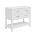 thumbnail image 2 of Christopher Knight Home 36" Bathroom Vanity with Sink, Bottom Open Shelf, Tip-Out Tray Drawers, White, 2 of 9