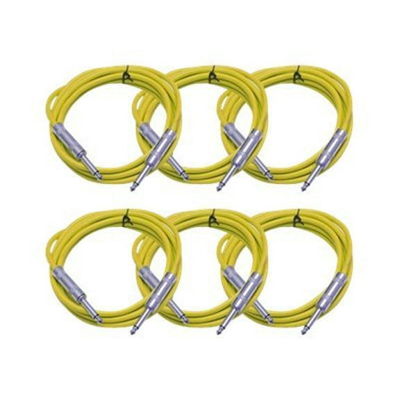 Seismic Audio SASTSX-10 - Audio cable - mono jack male to mono jack male - 3 m - shielded - yellow (pack of 6)
