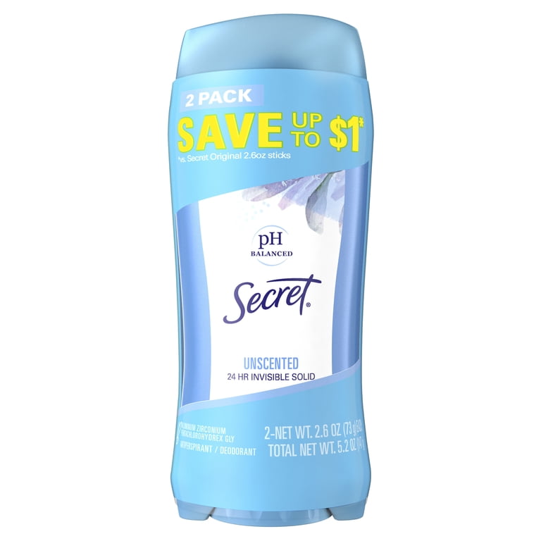 Secret Invisible Solid Antiperspirant and Deodorant, Unscented
