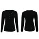thumbnail image 3 of Women Deep V Neck Long Sleeve Shirt Button Slim Fit Tops Solid Color Blouse New, 3 of 4