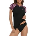 thumbnail image 4 of LRD Women's Short Sleeve Rash Guard Shirts UPF 50 Swim Shirt Black Hibiscus - L, 4 of 6