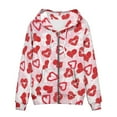 thumbnail image 3 of Renewold Fashion Full Zip Hoodie Y2K Streetwear Valentine's Day Red Heart Print Kiss Lips Gym Sportswear Jacket Size 2XL Athletic Women Yoga Outfits Sweatshirt, 3 of 6