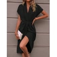 thumbnail image 2 of EASYBRAUS Women V Neck Sleeveless A Line Midi Dress Solid Color Spring Summer 2024 Elegant Casual S-XL, 2 of 4