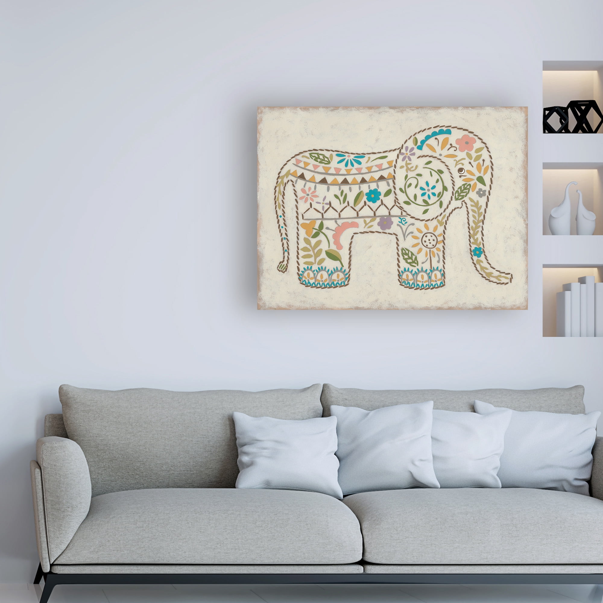 Trademark Fine Art 'Laurels Elephant I Childrens Art' Canvas Art by Chariklia Zarris
