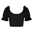 thumbnail image 4 of Annhoo Womens Summer Crop Tops Pleated Puff Square Neck Short Sleeve Shirts Slim Vacation Going out Blouses, 4 of 9