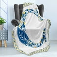 thumbnail image 4 of Letter C Soft Flannel Fleece Throw Blanket, Portuguese Culture Inspired Natural Elements in Letter C Alphabet Print, Cozy Plush for Indoor and Outdoor Use, 50" x 70", Blue Yellow Orange, by Ambesonne, 4 of 5