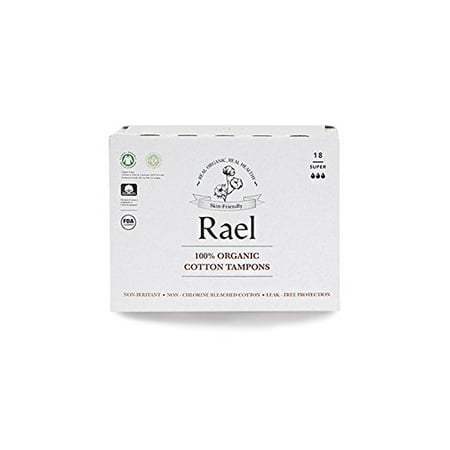 - Rael 100% Organic Cotton Applicator Free Tampons, Super, 18 Count