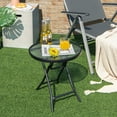 thumbnail image 3 of Gymax Table d'Appoint de Patio 18 Pieds' Table Basse Pliante d'Extérieur avec Dessus de Table en Verre Trempé, 3 of 10