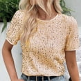 thumbnail image 2 of BinBiL womens summer tops Womens Full Sequin Sparkle Tops Shimmer Glitter Round Neck Short Sleeve Shirt Summer Disco Party Tee Shirts Tunic Blouse Gold 8-10(M), 2 of 4