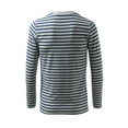 thumbnail image 3 of INSPIRE CHIC T-Shirt pour Homme à Rayures Col Ras du Cou Manches Longues Chandail Haut 46 Gris Marine, 3 of 8