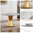 thumbnail image 6 of Round Dining Table for 2-4, 47” Modern Circle Wooden Faux Marble Kitchen Table, Marble Dining Room Table with Metal Base for Dining Room, Kitchen, Living Room (Style 1: White & Gold), 6 of 9