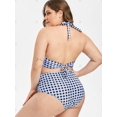 thumbnail image 4 of A cuadros abotonado cabestro de la vendimia más el tamaño de traje de baño bikini Rosegal Leggings de talla grande, 4 of 5
