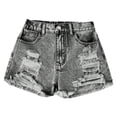 thumbnail image 3 of Tigivemen Jeans for Teen Girls Trendy Ripped Shorts Vintage High Waist Denim Shorts with Elastic Waistband Grey 7-8 Years, 3 of 6