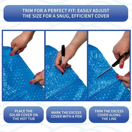 Blue Wave 12-mil Solar Blanket for Hot Tubs - 7-ft x 8-ft Rectangular Spa Cover with UV-Resistant Thermal Bubbles