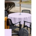 thumbnail image 6 of Square Outdoor Tablecloth with Umbrella Hole Purple White Stripe Outside Table Cloth Waterproof Patio Table Cover Modern Minimalist Geometric Striped Zipper Tablecloths for Picnic Camping 60x60 Inch, 6 of 8